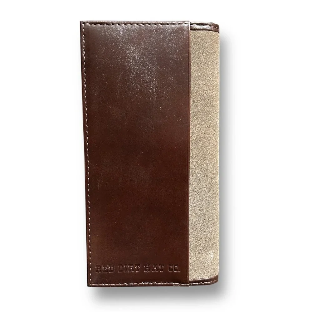 Red Dirt Hat Co Rodeo Wallet Brown‎ Tan Leather Suede Weave Western Cowboy RFID